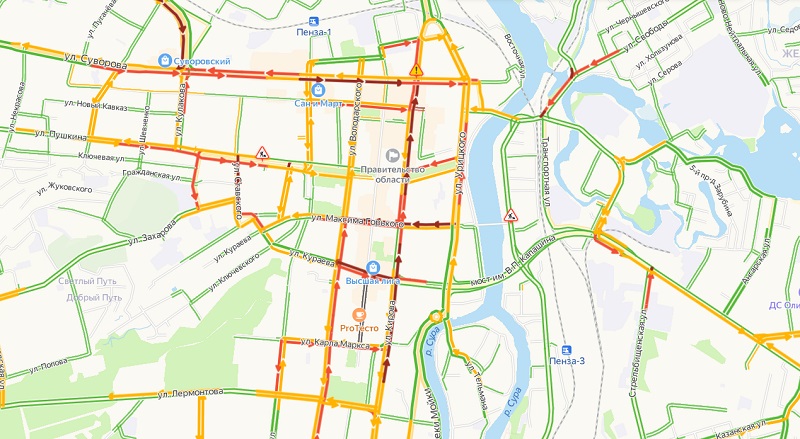 Карта пробок пенза онлайн